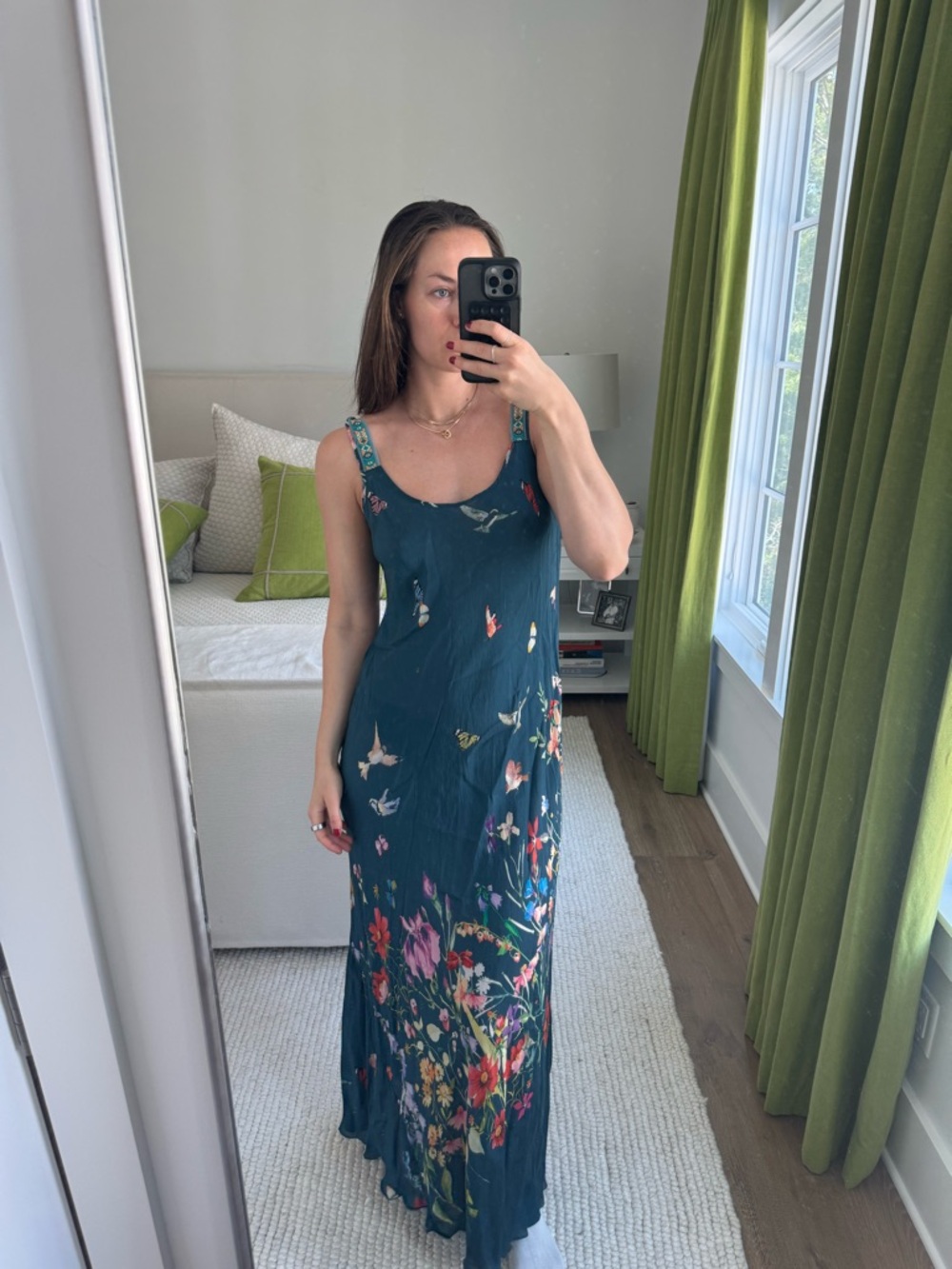 Johnny Was floral Maxi Slip Dress in Teal